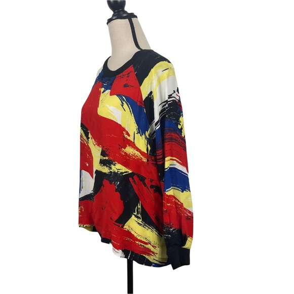Topshop Abstract Print Long Sleeve Top Blouse Size 12 - Picture 7 of 9